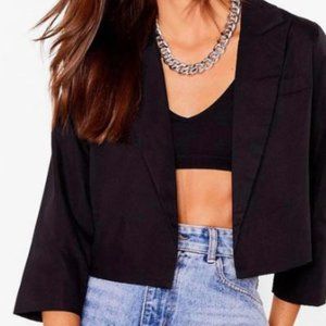 Nasty Gal Black Cropped Tailored Blazer